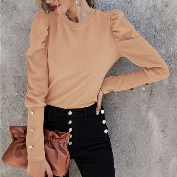 Button detail sleeve top mauve purple - Picture 10 of 16